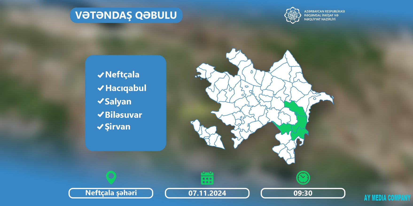 Nazir Rəşad Nəbiyev Neftçalada vətəndaşları qəbul edəcək