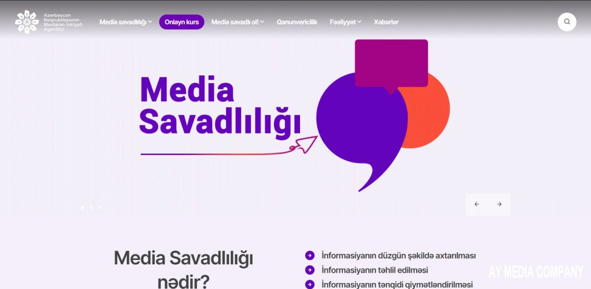 “Media savadlılığı” həftəsi çərçivəsində “medialiteracy.media.gov.az” platformasında onlayn kurs istifadəyə verilib